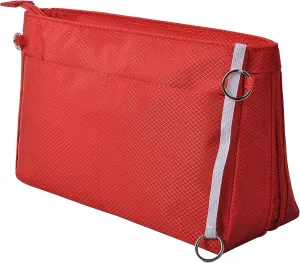 Vercord Expandable Nylon Handbag Purse Organizer Insert Liner Shaper Bag in Bag Red Large