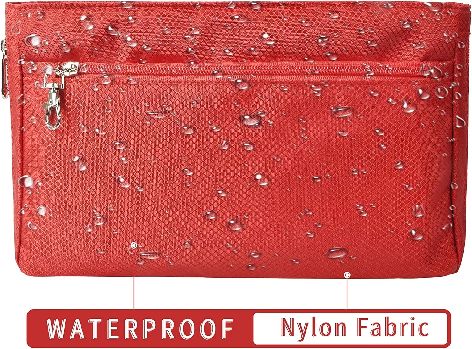 Vercord Expandable Nylon Handbag Purse Organizer Insert Liner Shaper Bag in Bag Red Large