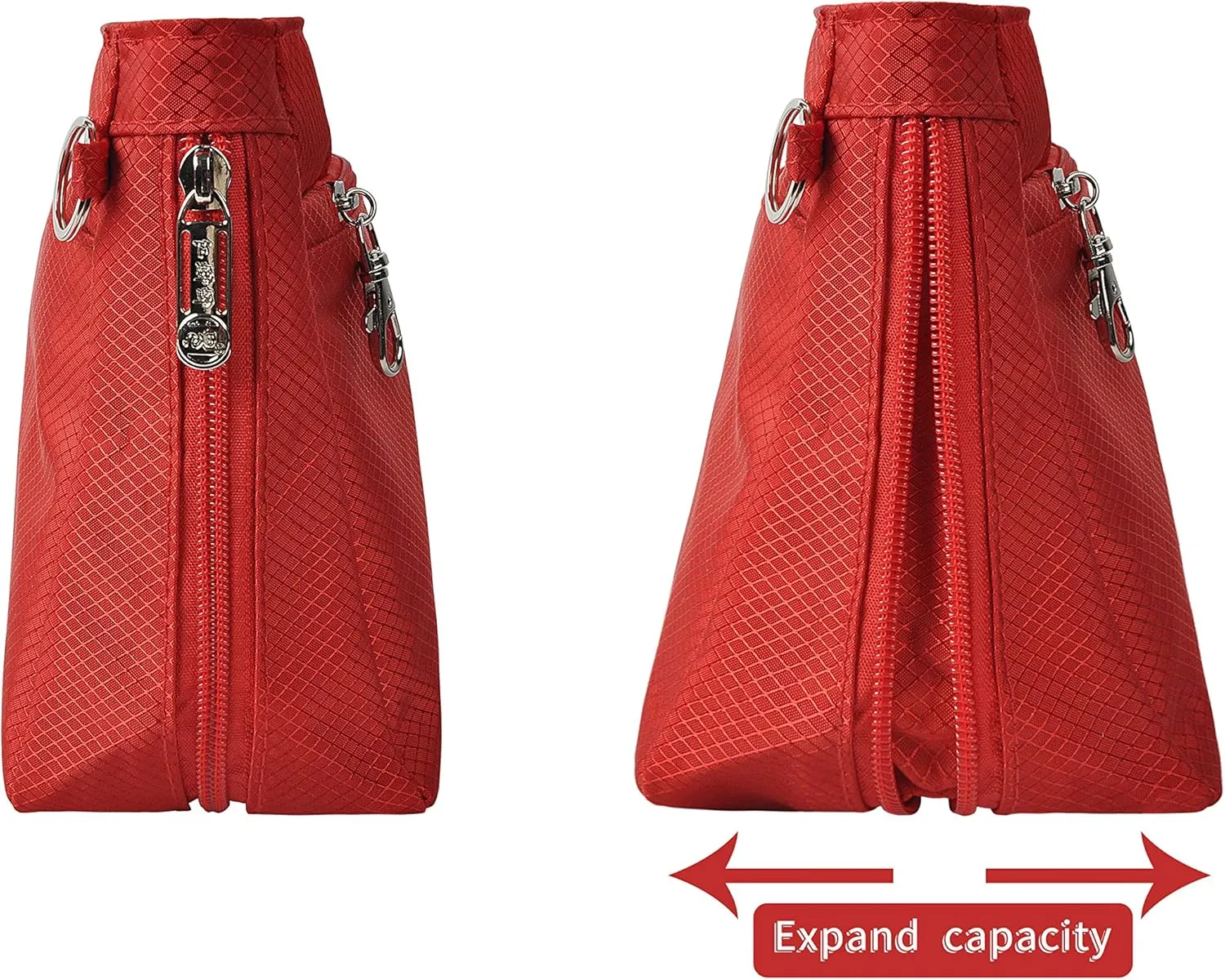 Vercord Expandable Nylon Handbag Purse Organizer Insert Liner Shaper Bag in Bag Red Large