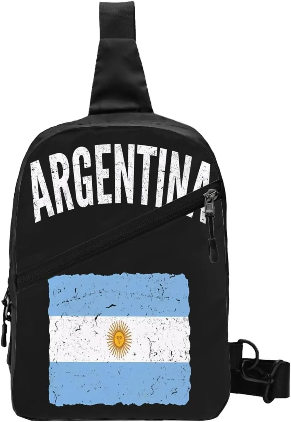 Vintage Argentina Argentinian Flag Portable Crossbody Bag Foldable Sling Bags Sports Gym Chest Daypack Reusable Shoulder Backpack Casual Diagonally Rucksack Fanny Packs