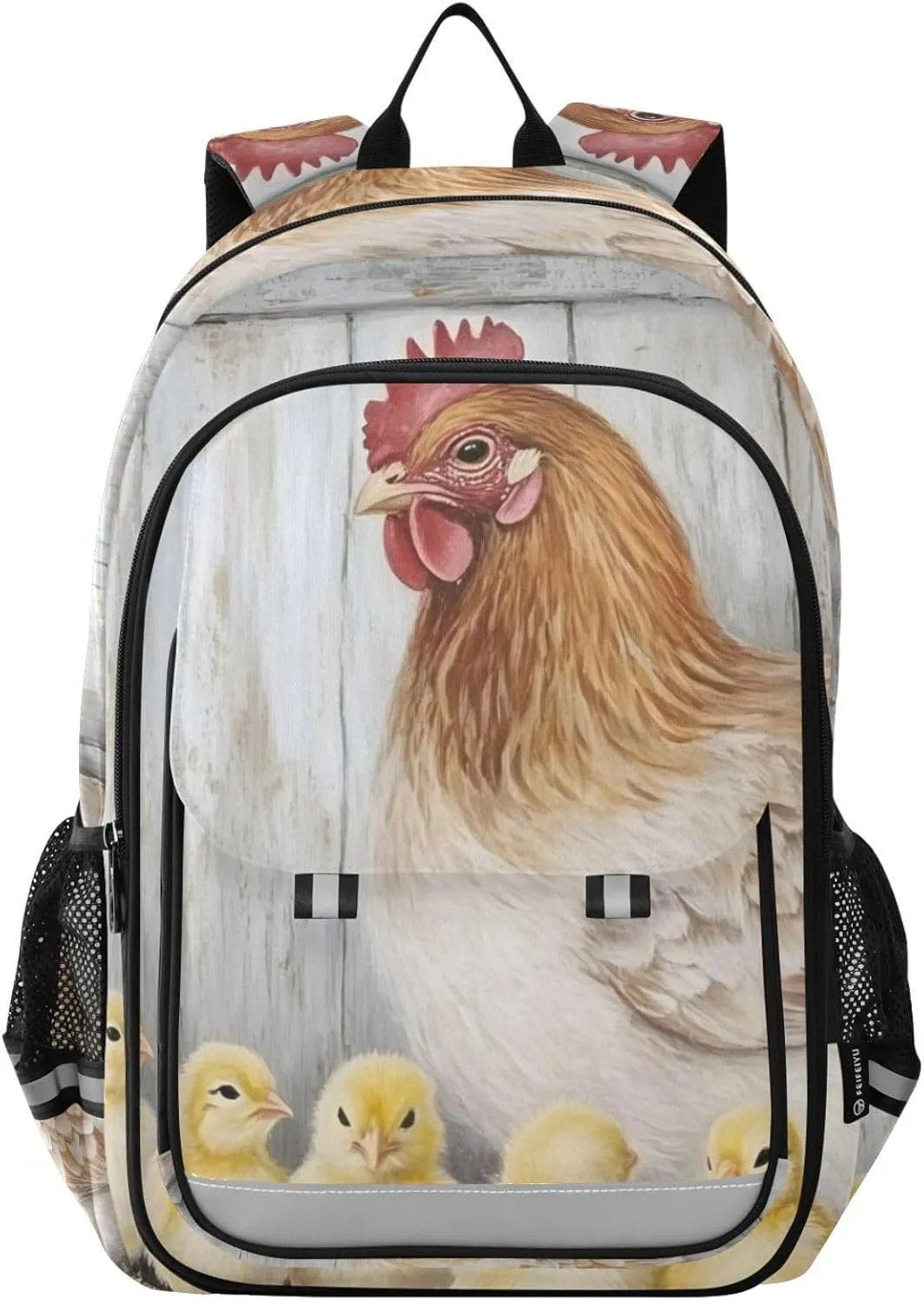 Vintage Chicken Barn Backpack for Women Men Travel Laptop Daypack Shoulder Bag Book Bag Daypack with Reflective Strip 12.9” × 17.7”