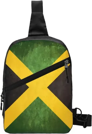 Vintage Jamaica Flag Portable Crossbody Bag Foldable Sling Bags Sports Gym Chest Daypack Reusable Shoulder Backpack Casual Diagonally Rucksack Fanny Packs
