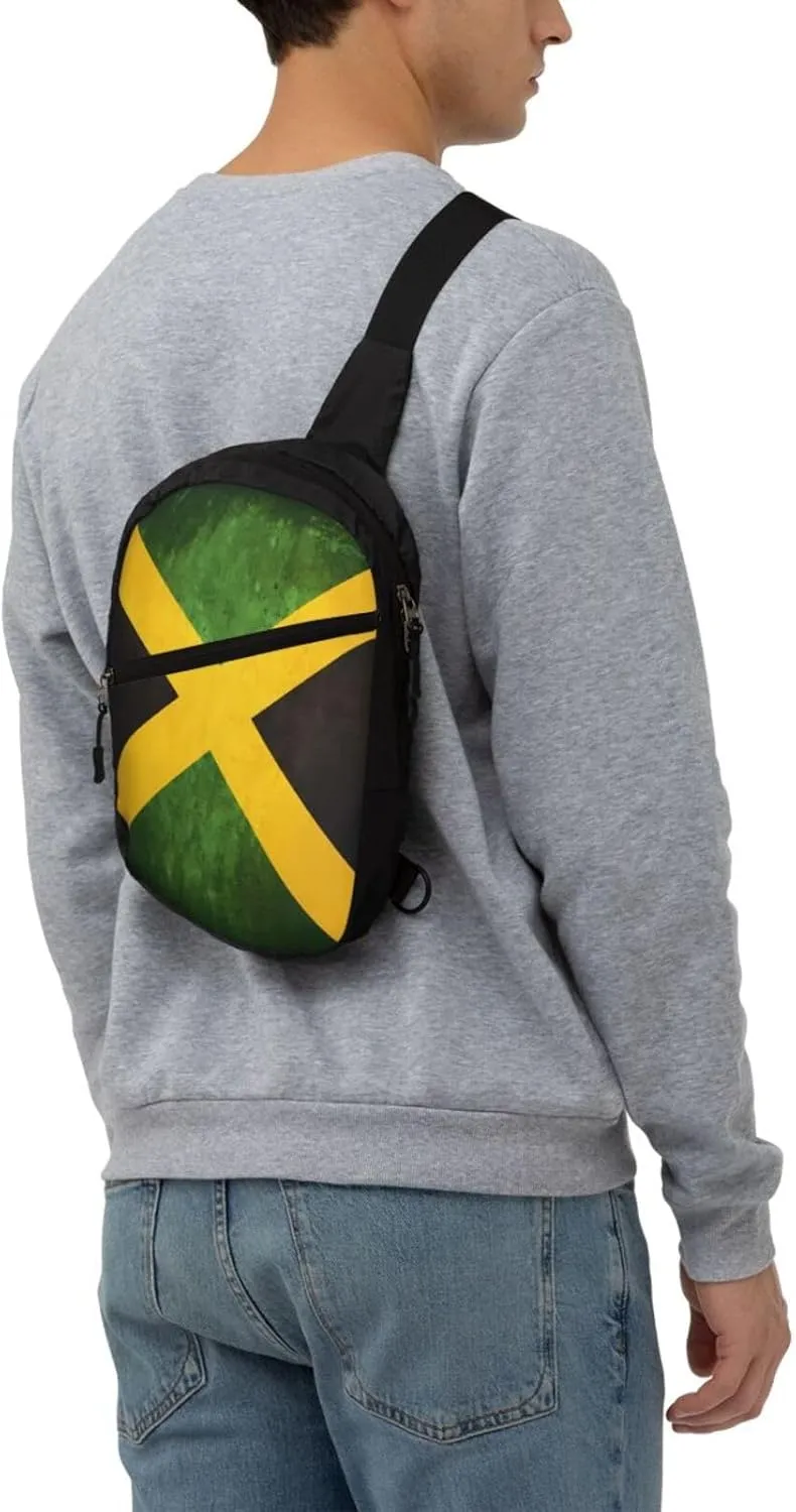 Vintage Jamaica Flag Portable Crossbody Bag Foldable Sling Bags Sports Gym Chest Daypack Reusable Shoulder Backpack Casual Diagonally Rucksack Fanny Packs