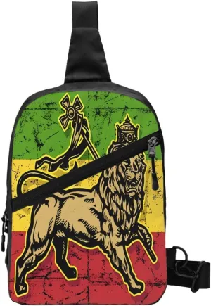 Vintage Lion Of Judah Flag Portable Crossbody Bag Foldable Sling Bags Sports Gym Chest Daypack Reusable Shoulder Backpack Casual Diagonally Rucksack Fanny Packs