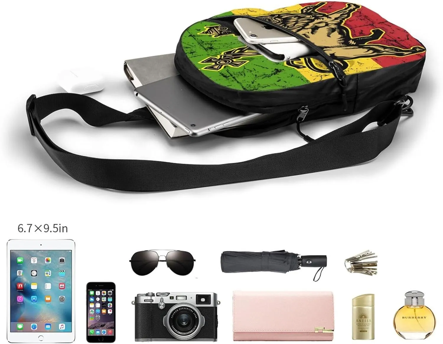 Vintage Lion Of Judah Flag Portable Crossbody Bag Foldable Sling Bags Sports Gym Chest Daypack Reusable Shoulder Backpack Casual Diagonally Rucksack Fanny Packs