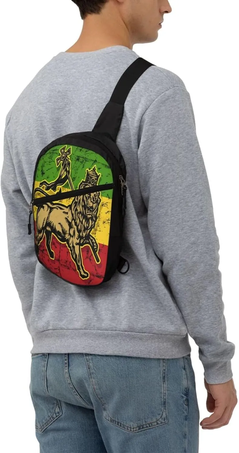 Vintage Lion Of Judah Flag Portable Crossbody Bag Foldable Sling Bags Sports Gym Chest Daypack Reusable Shoulder Backpack Casual Diagonally Rucksack Fanny Packs