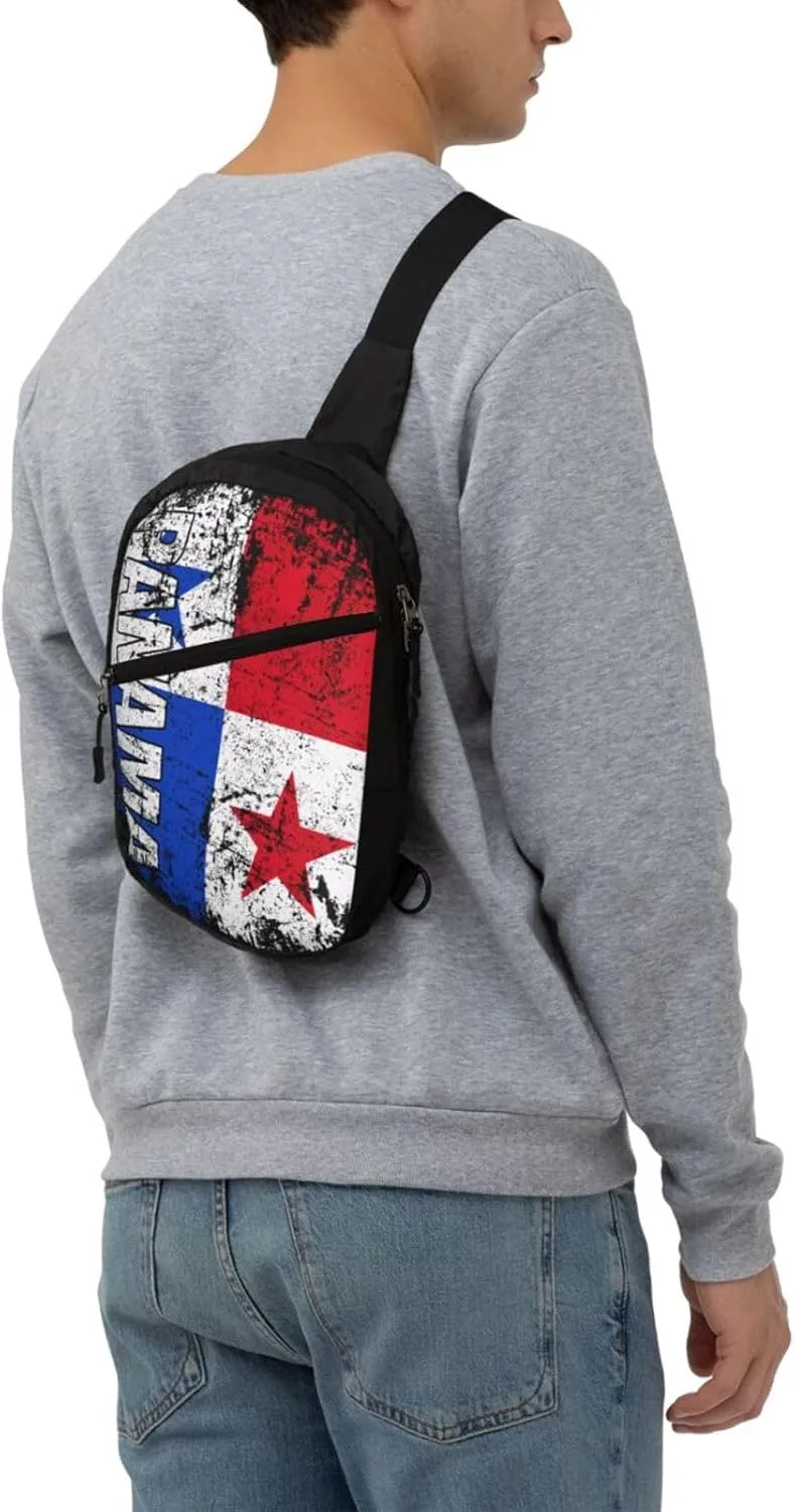 Vintage Panama Flag Portable Crossbody Bag Foldable Sling Bags Sports Gym Chest Daypack Reusable Shoulder Backpack Casual Diagonally Rucksack Fanny Packs