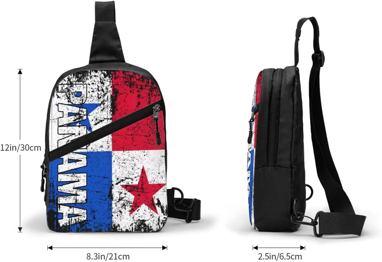 Vintage Panama Flag Portable Crossbody Bag Foldable Sling Bags Sports Gym Chest Daypack Reusable Shoulder Backpack Casual Diagonally Rucksack Fanny Packs