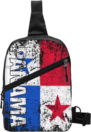 Vintage Panama Flag Portable Crossbody Bag Foldable Sling Bags Sports Gym Chest Daypack Reusable Shoulder Backpack Casual Diagonally Rucksack Fanny Packs