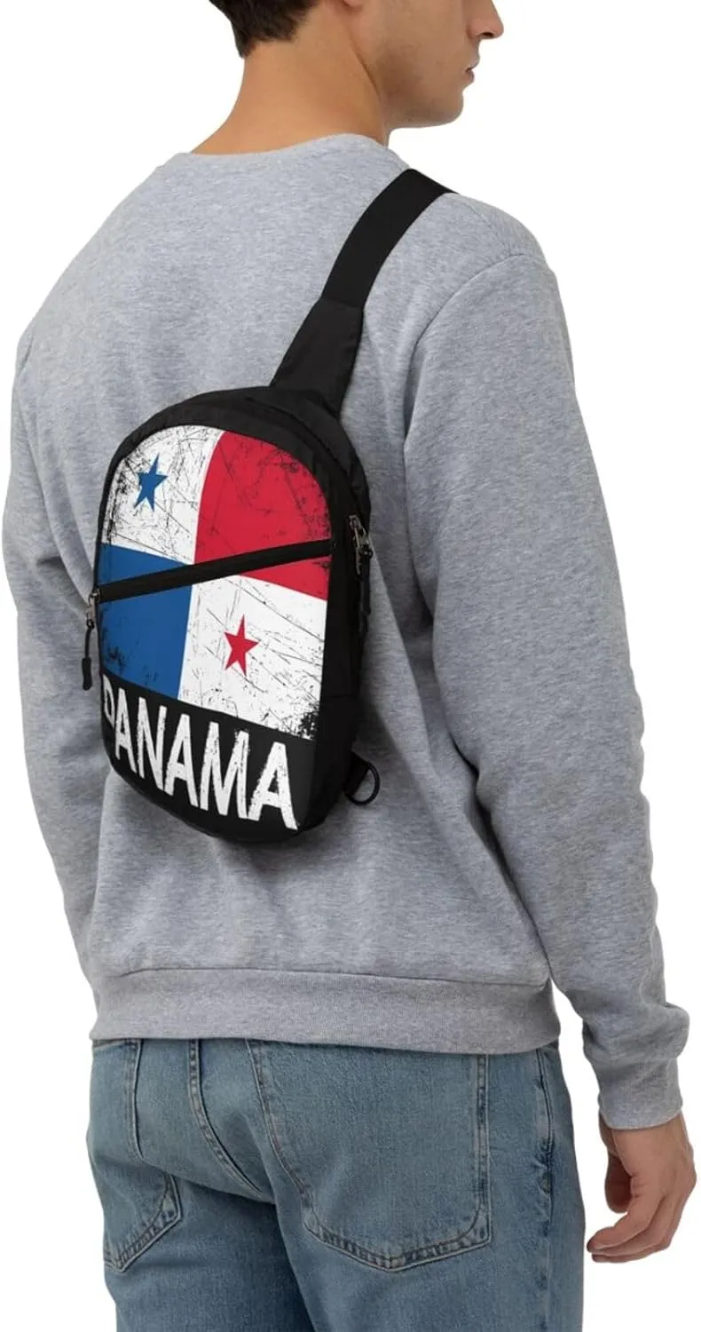 Vintage Panamanian Flag Panama Portable Crossbody Bag Foldable Sling Bags Sports Gym Chest Daypack Reusable Shoulder Backpack Casual Diagonally Rucksack Fanny Packs