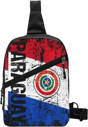 Vintage Paraguay Flag Portable Crossbody Bag Foldable Sling Bags Sports Gym Chest Daypack Reusable Shoulder Backpack Casual Diagonally Rucksack Fanny Packs