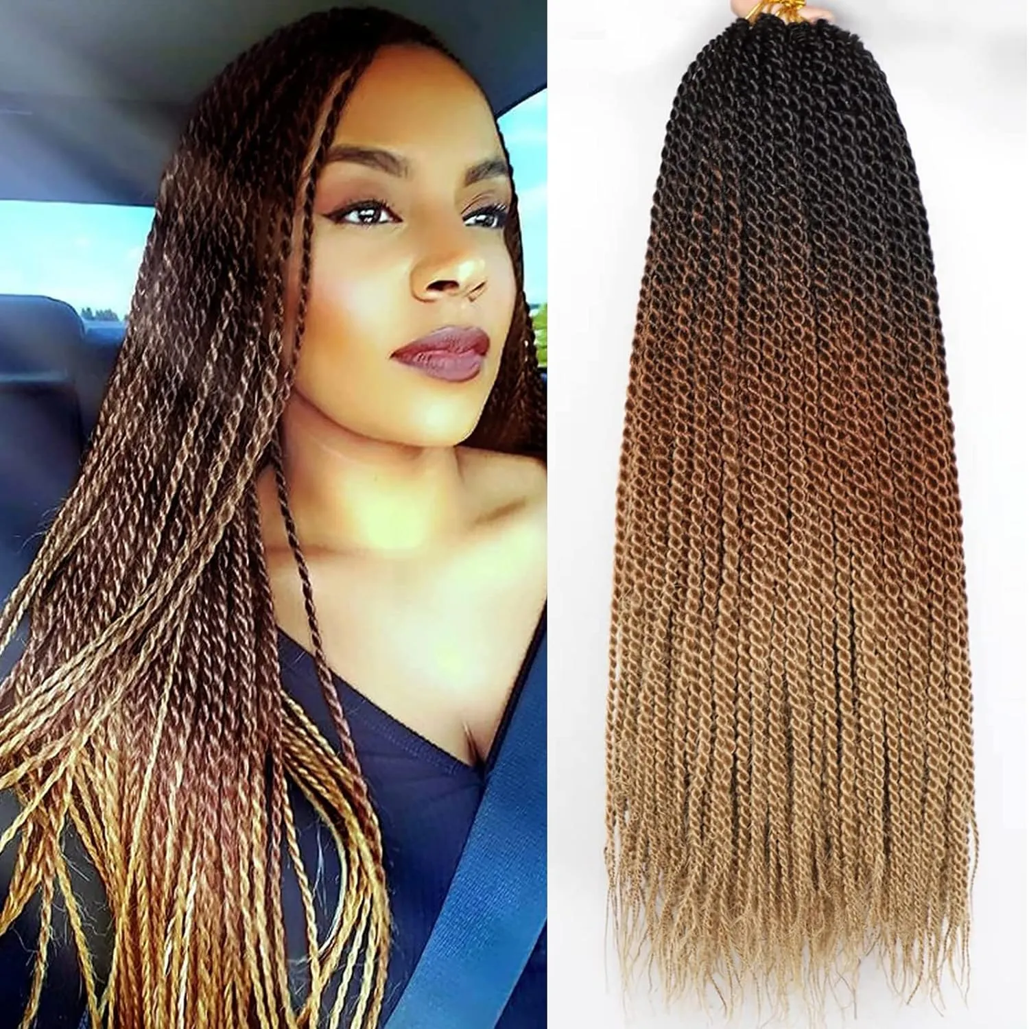 VIOLET Senegalese Twist Crochet Hair For Black Women 18 Inch Long Pre Twisted Twist Crochet Hair 20 Strands/Pack Pre-Looped Crochet Braids For Black Women 9 Packs Twist Hair