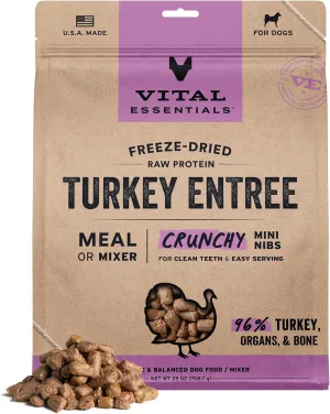 Vital Essentials® Freeze-Dried Raw Turkey Entree & Mixer Dog Food Crunchy Mini Nibs, 25 oz