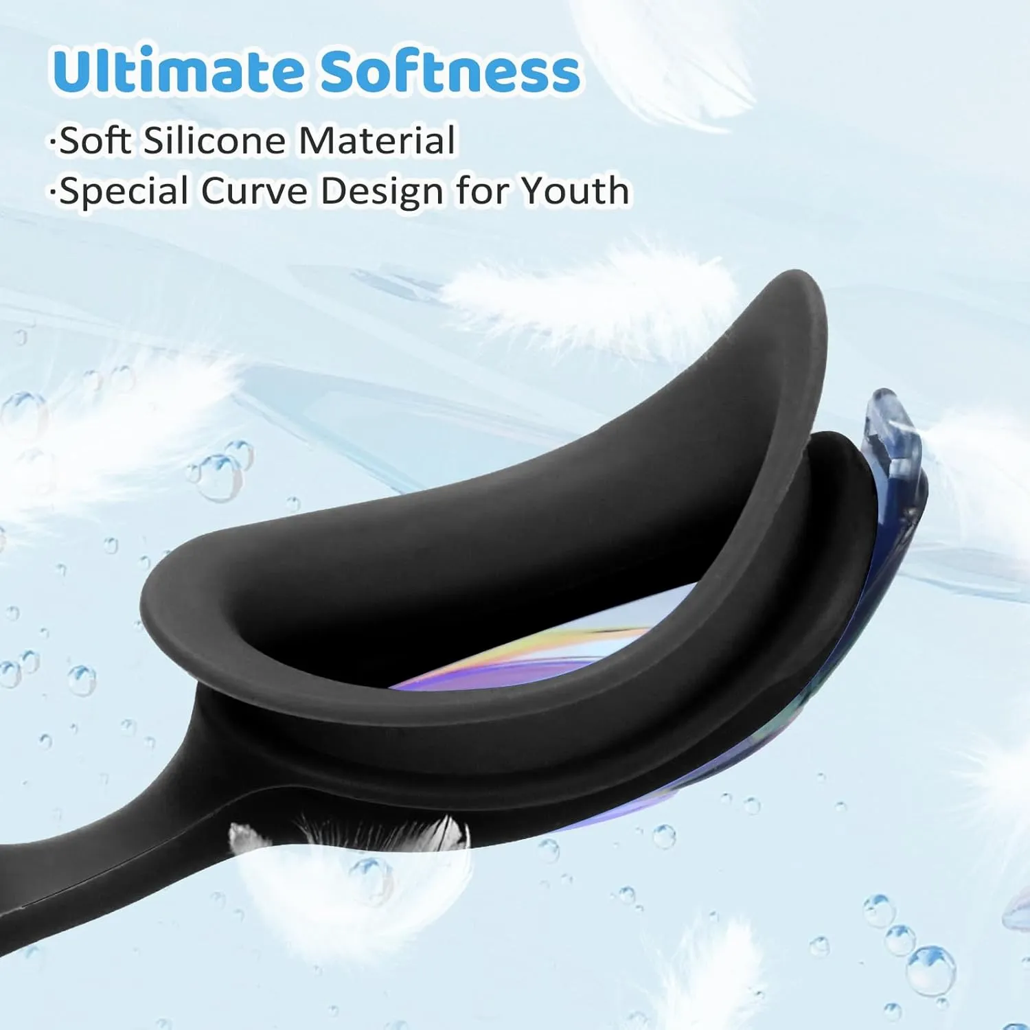 Vvinca Kids Swim Goggles with Bungee Strap No Leaking Anti Fog Toddler Goggles with Quick Adjust Ages 3-14