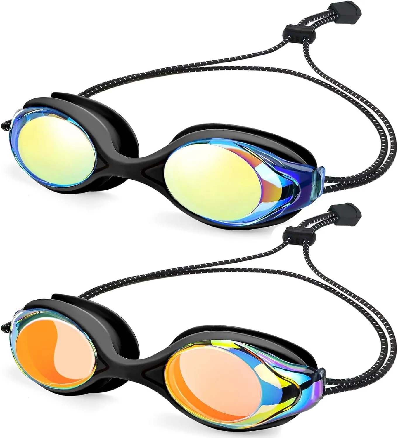 Vvinca Kids Swim Goggles with Bungee Strap No Leaking Anti Fog Toddler Goggles with Quick Adjust Ages 3-14