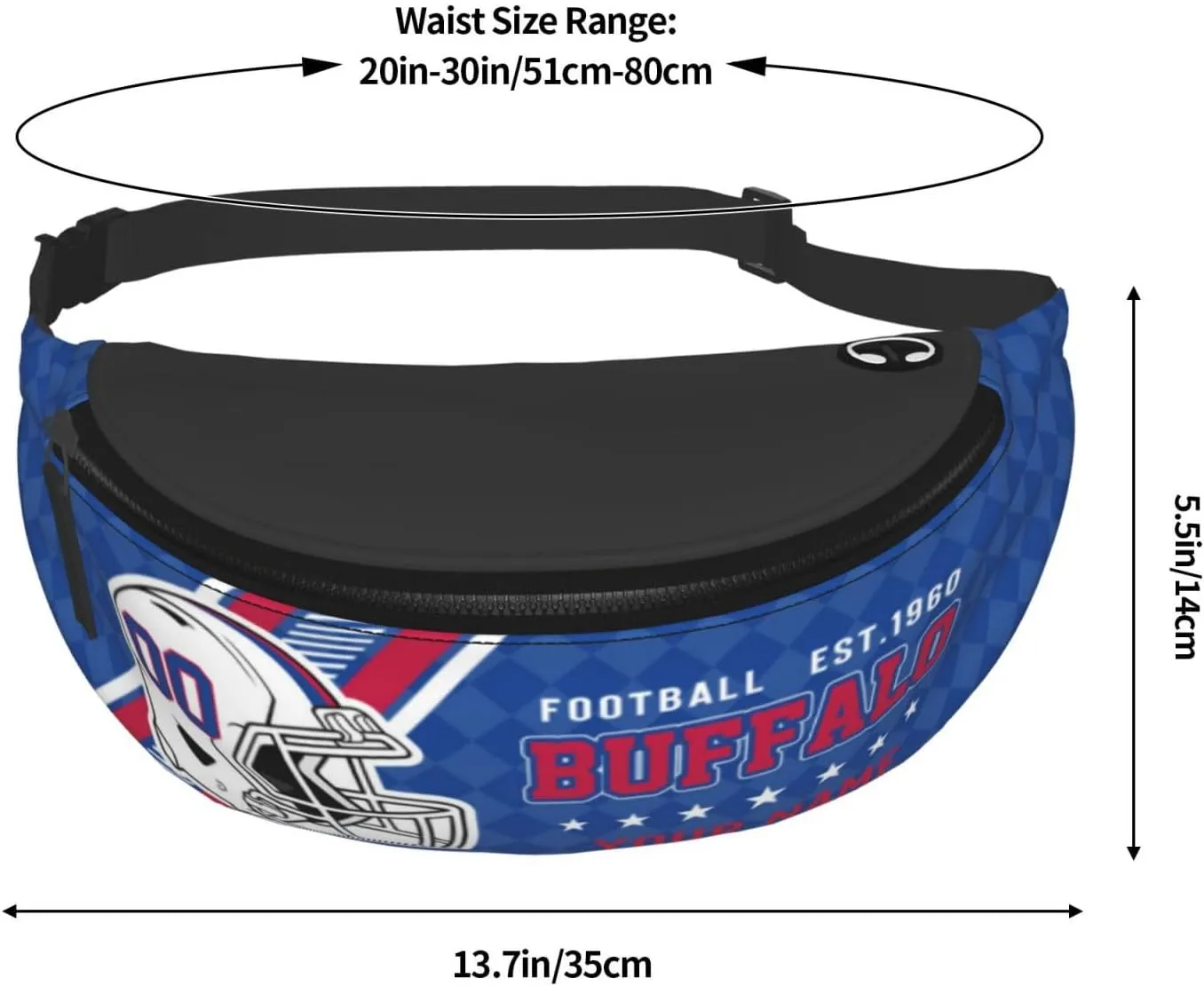 Waist Bag Adjustable Football Belt Bag Personalized Custom Fanny Pack Sports Hiking Running Belt Waist Pack for Women Men Fans Gifts