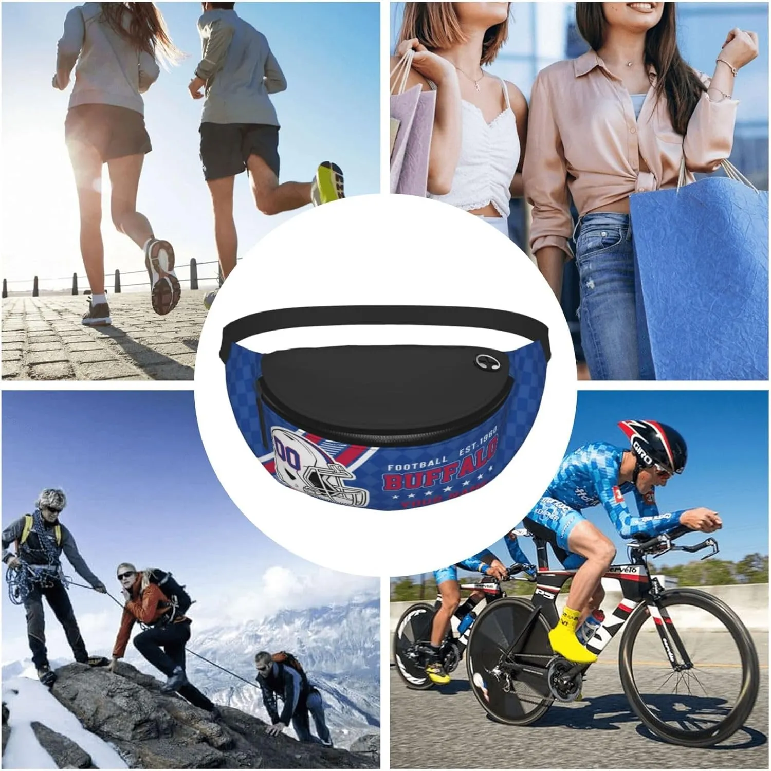 Waist Bag Adjustable Football Belt Bag Personalized Custom Fanny Pack Sports Hiking Running Belt Waist Pack for Women Men Fans Gifts