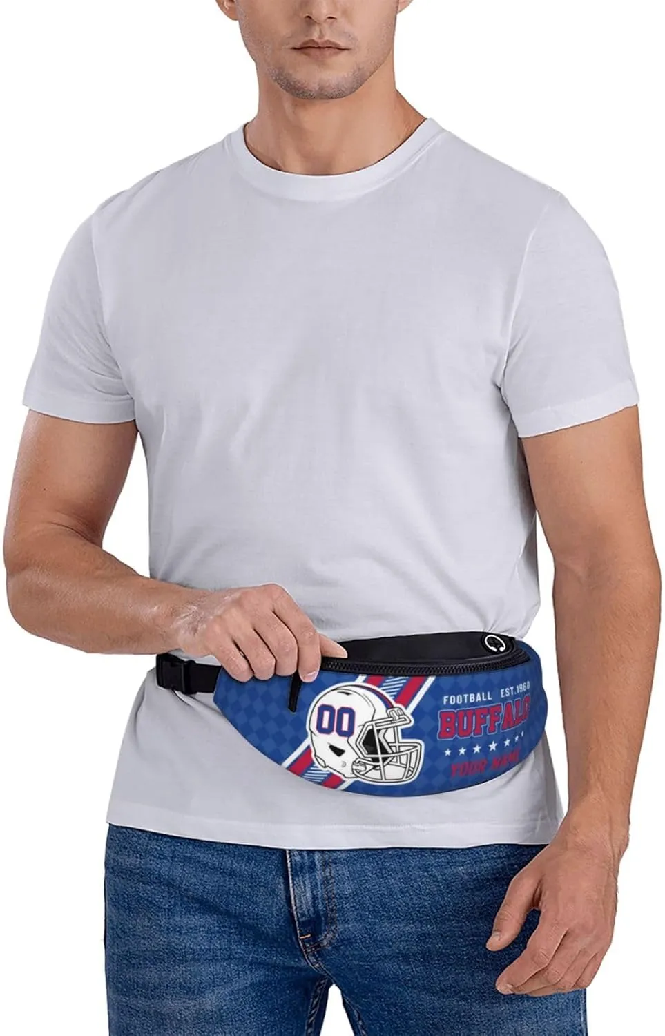 Waist Bag Adjustable Football Belt Bag Personalized Custom Fanny Pack Sports Hiking Running Belt Waist Pack for Women Men Fans Gifts