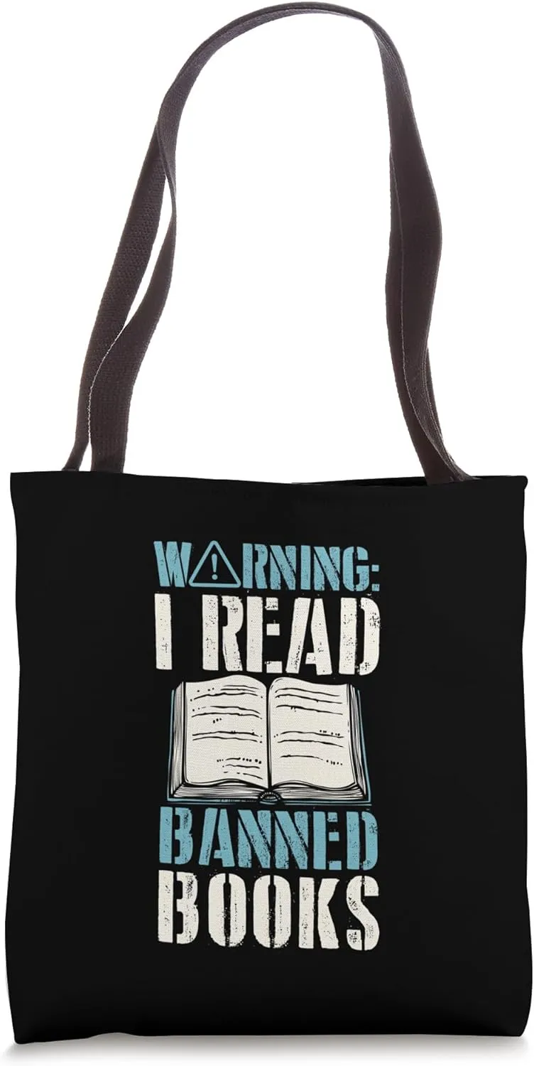 Warning I Read Banned Books School Reference Librarian Tote Bag