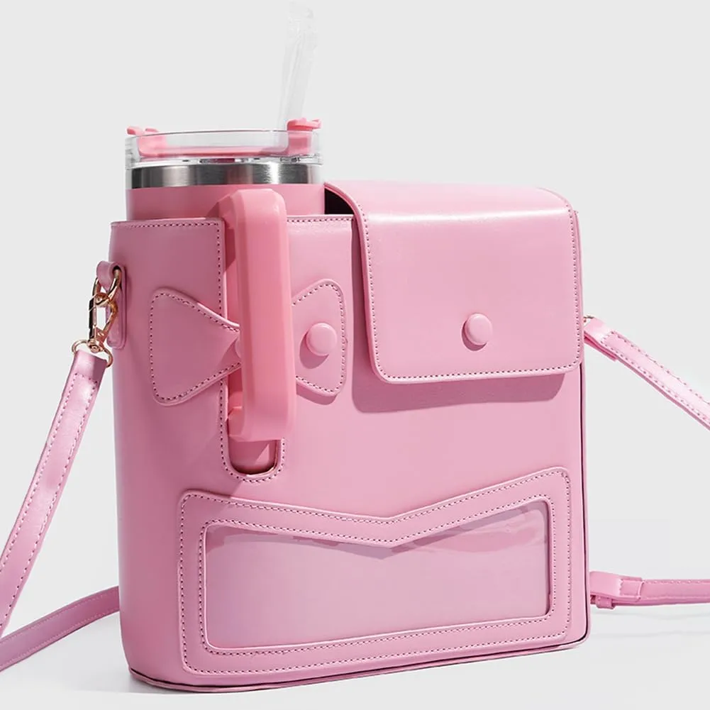Water Cup Holder Bag Crossbody Water Bottle Bags for Women Portable Waterbottle Storage Bag with Strap