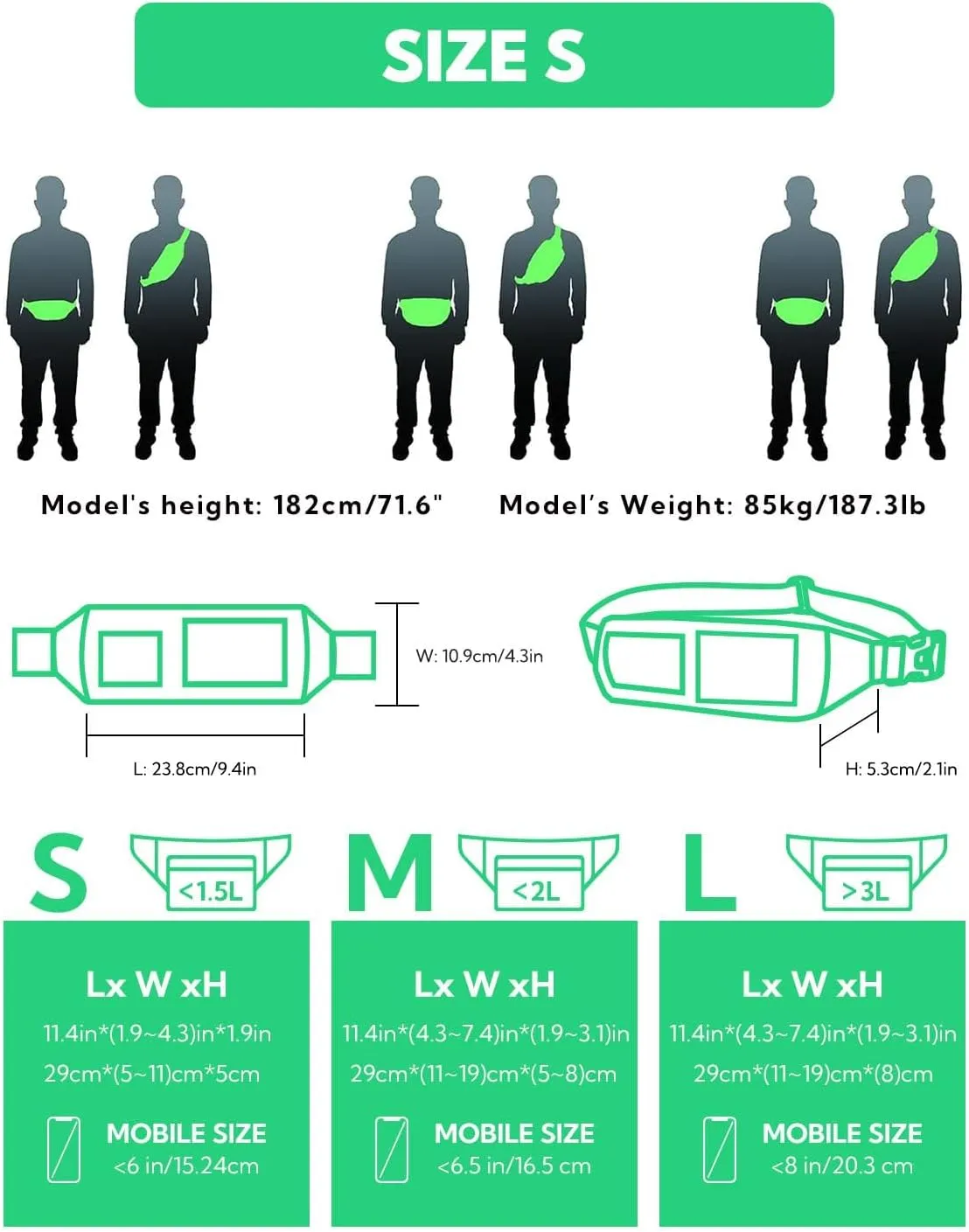 WATERFLY Fanny Pack for Women Men Water Resistant Small Waist Pouch Slim Belt Bag with 4 Pockets for Running Travelling Hiking Walking Lightweight Crossbody Chest Bag Fit All Phones…