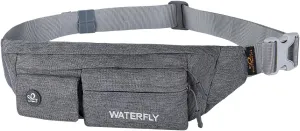 WATERFLY Fanny Pack for Women Men Water Resistant Small Waist Pouch Slim Belt Bag with 4 Pockets for Running Travelling Hiking Walking Lightweight Crossbody Chest Bag Fit All Phones…