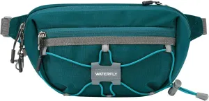 WATERFLY Lightweight Small Fanny Pack: 1.5L Mini Slim Crossbody Waist Belt Bag with RFID Blocking, Anti-Theft & Water Resistant Pouch for Women Men Travel Hiking Running Walking EDC - Peacock Blue