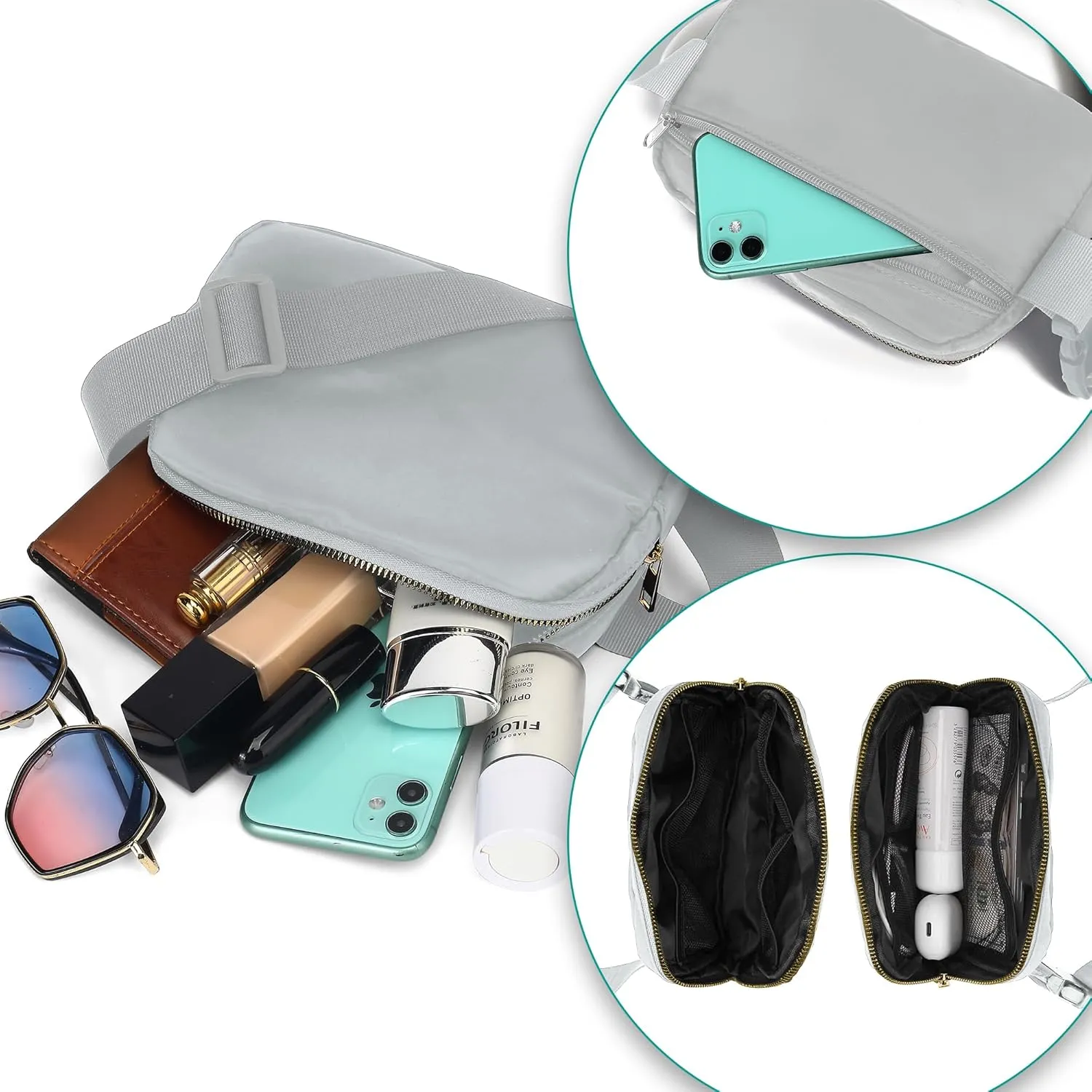 Waterproof Fanny Packs for Women Mini Belt Bag for Kids Fanny Packs for Women Mini Belt Bag Fanny Packs for Women Waterproof Waterproof Crossbody Pack Fashion Belt Bag With Adjustable Strap Light Grey