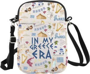 WCGXKO Greece Gift Greek Souvenir Gift In My Greece Era Crossbody Bag Greek Flag Tourist Gift Greece Travel Vacation Gift