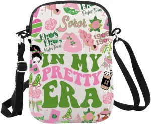 WCGXKO In My Pre-ttyEra Crossbody Bag Sorority Gift Pink and Green Sorority Gift
