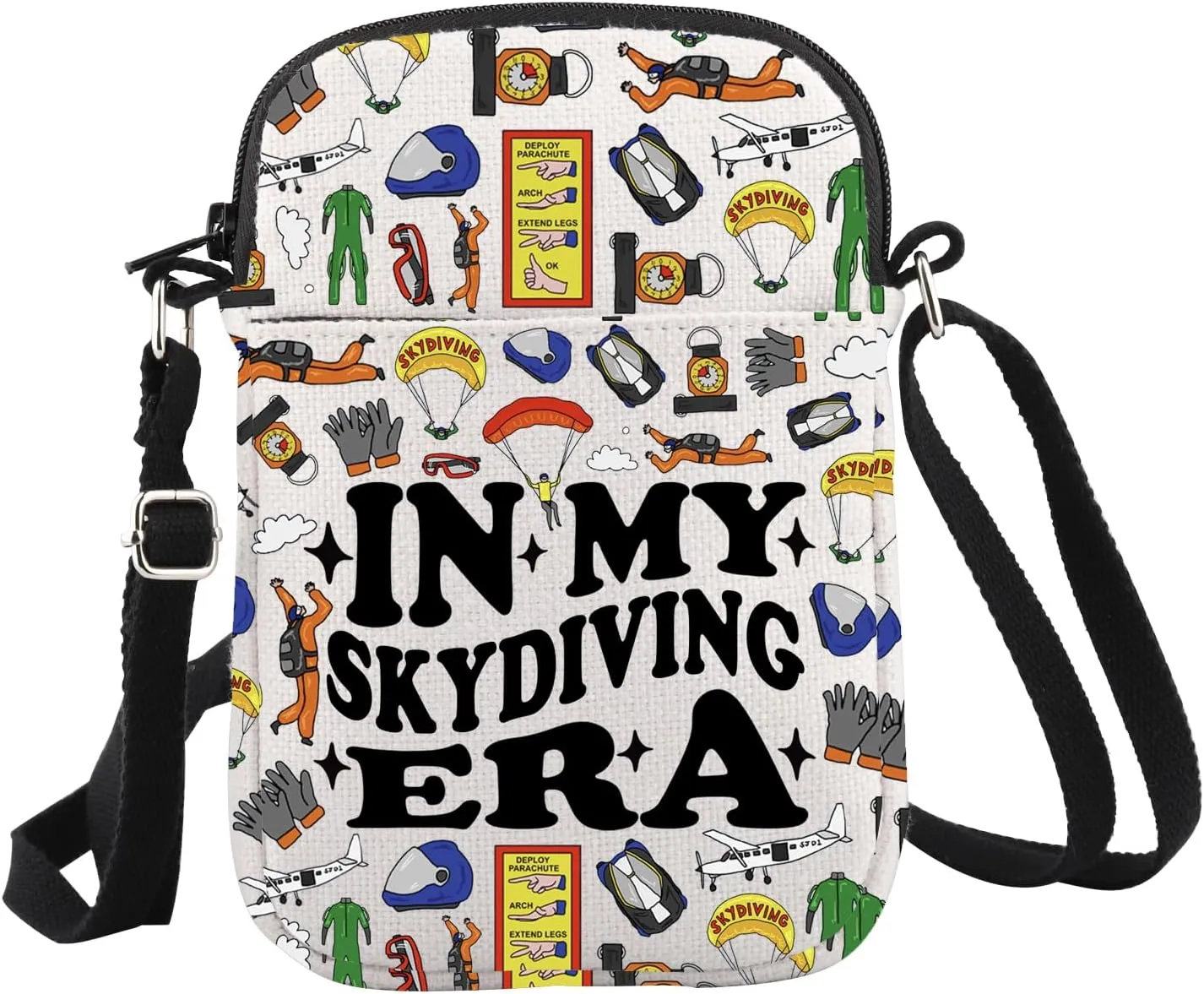 WCGXKO In My Skydiving Era Outdoor Zipper Crossbody Bag Skydiving Gift for Outdoor Adventure