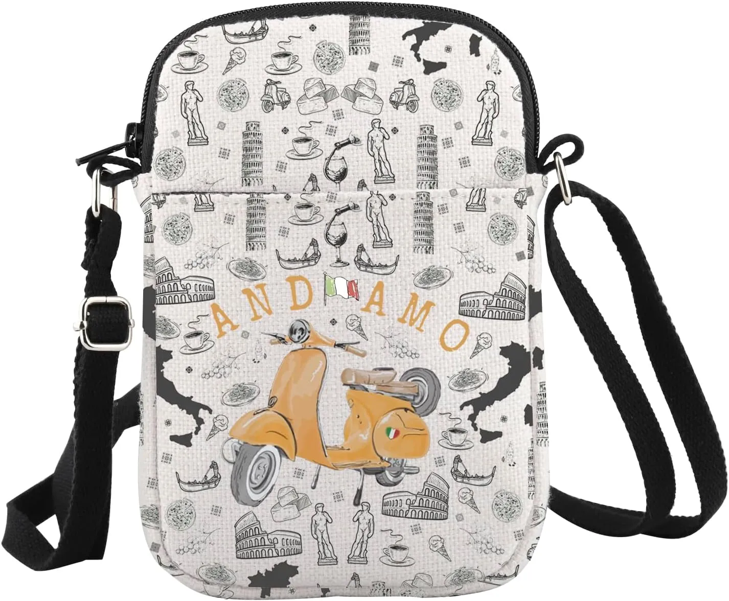 WCGXKO Italy Rome Travel Crossbody Bag Italian Theme Gift Italy Bachelorette Gift