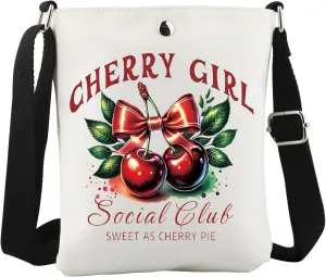 WCGXKO Red Cherry Coquette Bow Crossbody Bag Cherry Social Club Gift Cherry Lover Gift Cherry Coded Gift