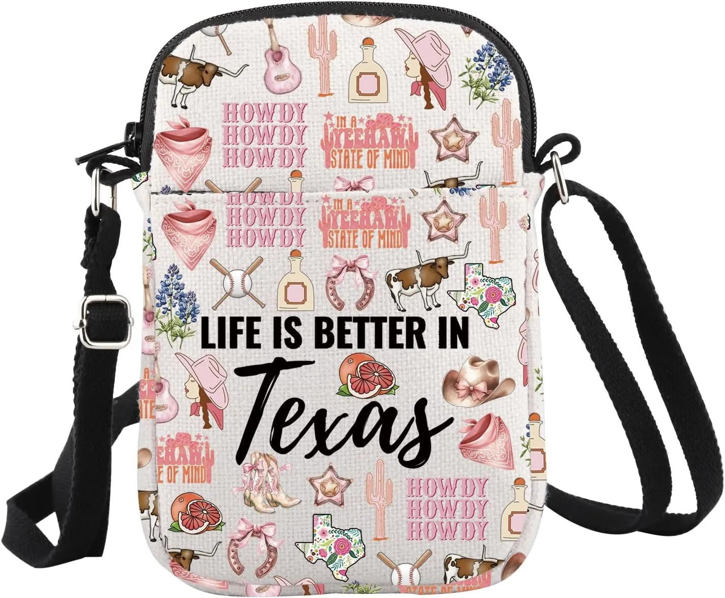 WCGXKO Texas Souvenirs Gifts Life Is Better In Texas Crossbody Bag Texas Travel Trip Gift For Women