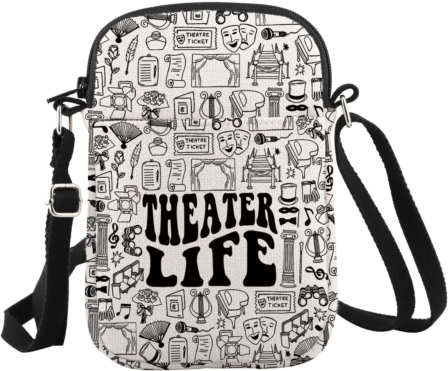 WCGXKO Theater Life Crossbody Bag Theater Drama Comedy Gift Musical Theater Gift for Musical Fans