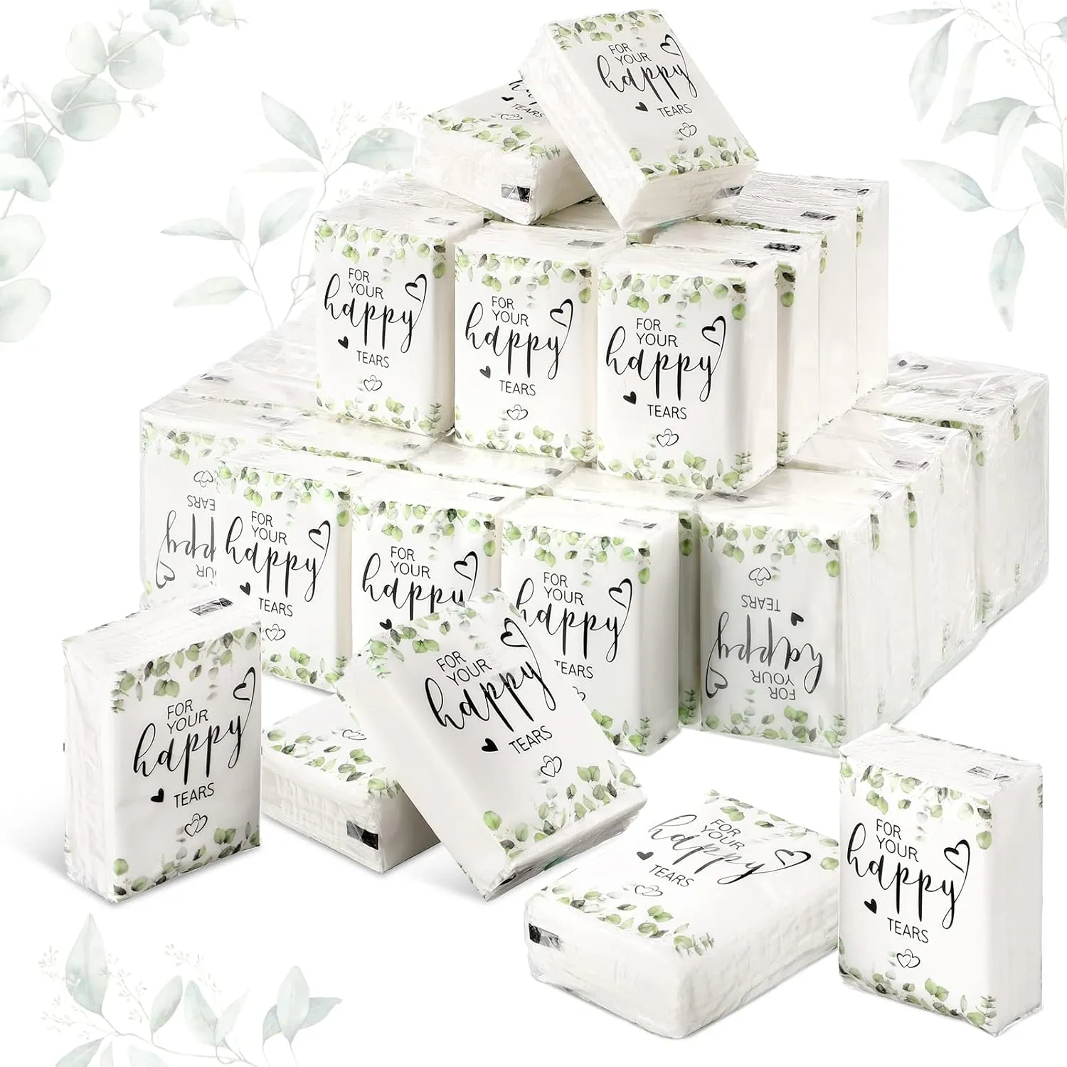 Wedding Facial Tissues Items for Welcome Bags Pocket Tissues Mini Tissues Travel Size Wedding Favors for Guests 3-Ply Happy Tears Tissue Packs for Party Ceremony Graduation(50 Packs)