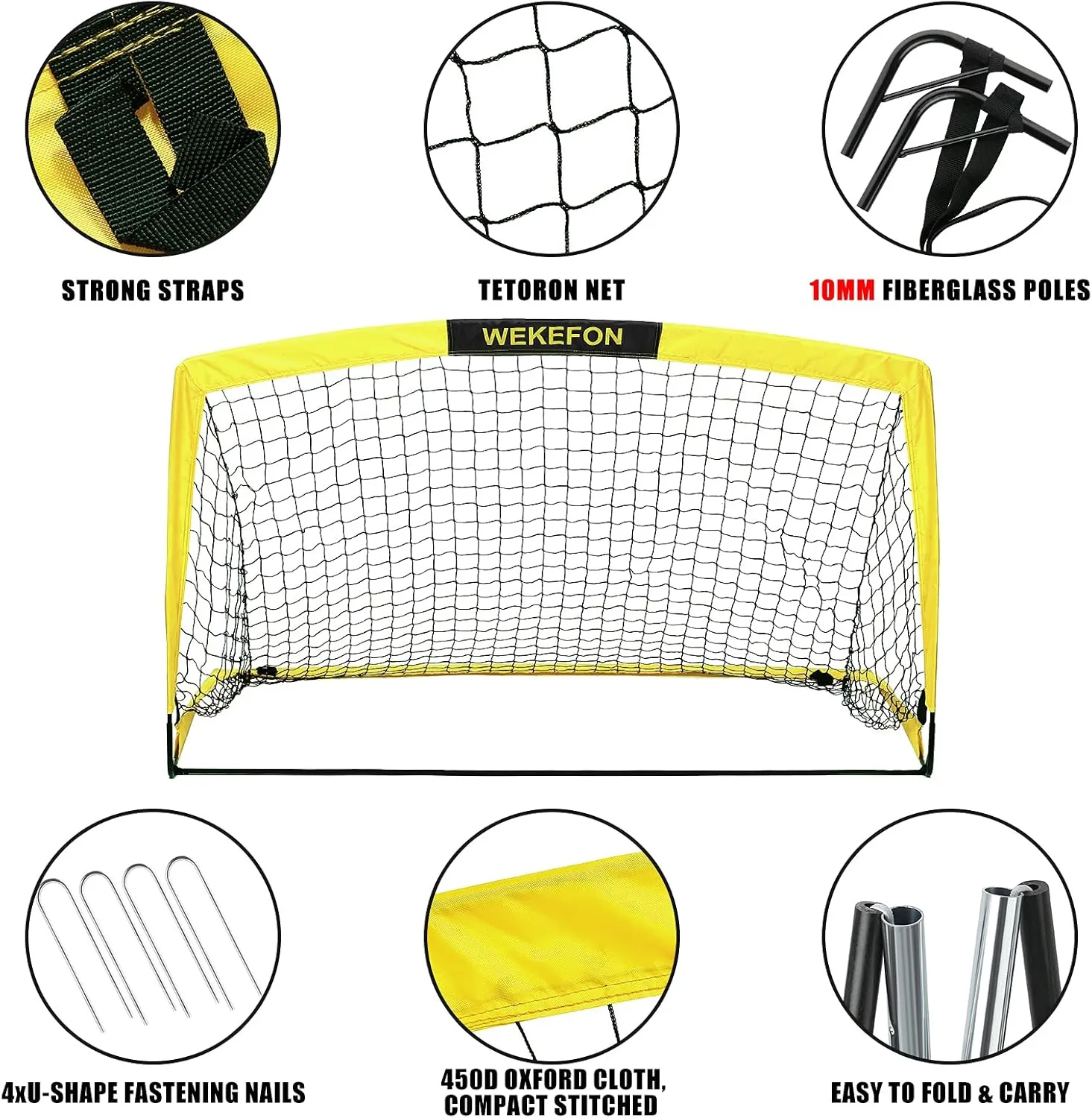 WEKEFON Soccer Goal, 5' x 3.1' Portable Soccer Net with Carry Bag for Backyard Games and Training for Adults and Youth Soccer Practice