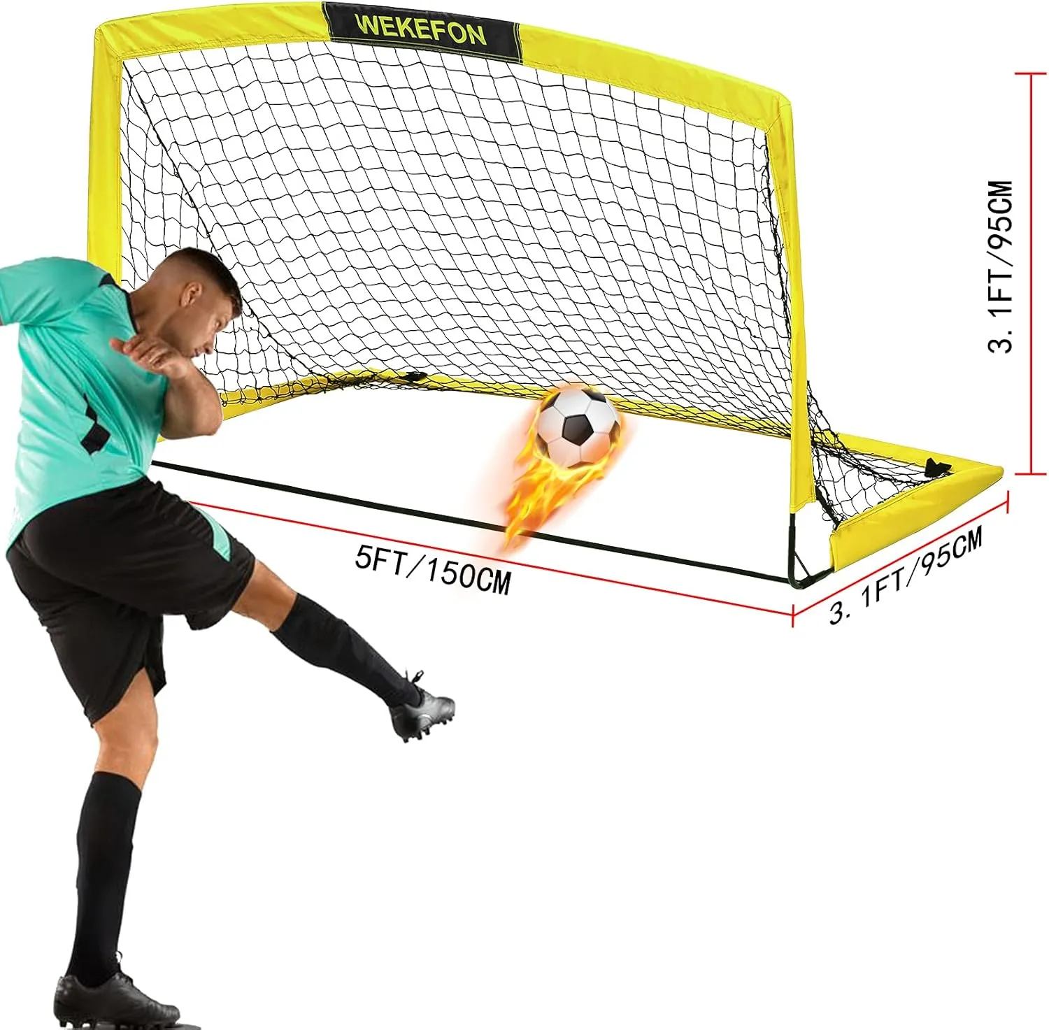 WEKEFON Soccer Goal, 5' x 3.1' Portable Soccer Net with Carry Bag for Backyard Games and Training for Adults and Youth Soccer Practice