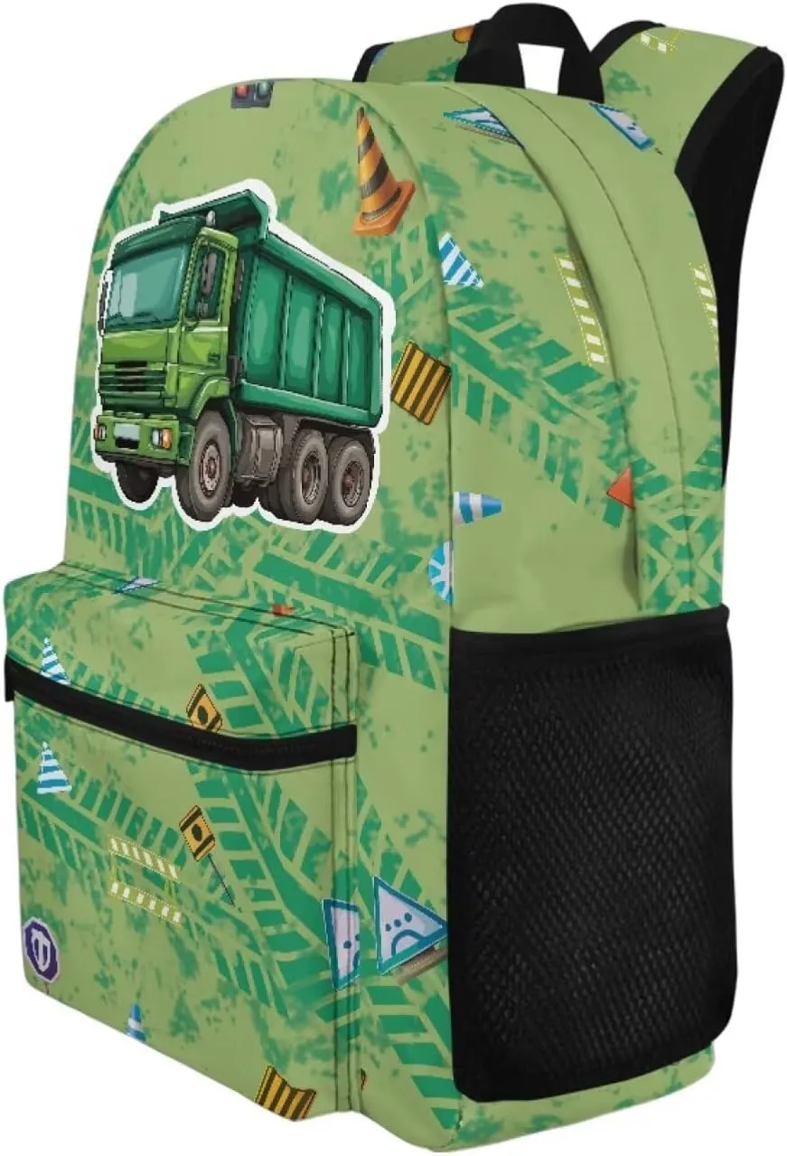 WELLFLYHOM Custom Name Truck School Book Bag for Boys Personalized Backpack Daycare Bag for Junior High Students Back to School Gift