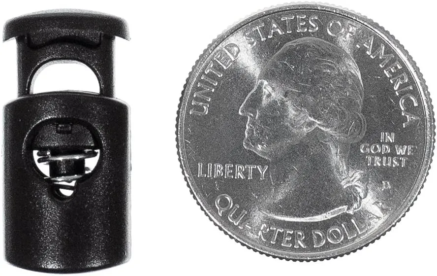 West Coast Paracord Black Oval Mini Toggle Stopper Cord Locks for Drawstrings and Apparel - 50 Pack