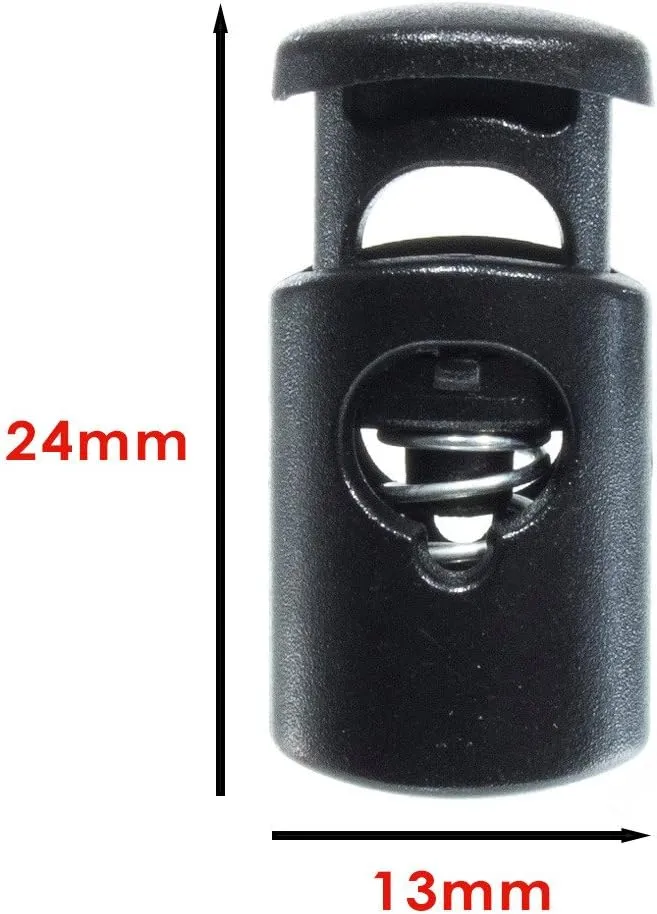 West Coast Paracord Black Oval Mini Toggle Stopper Cord Locks for Drawstrings and Apparel - 50 Pack