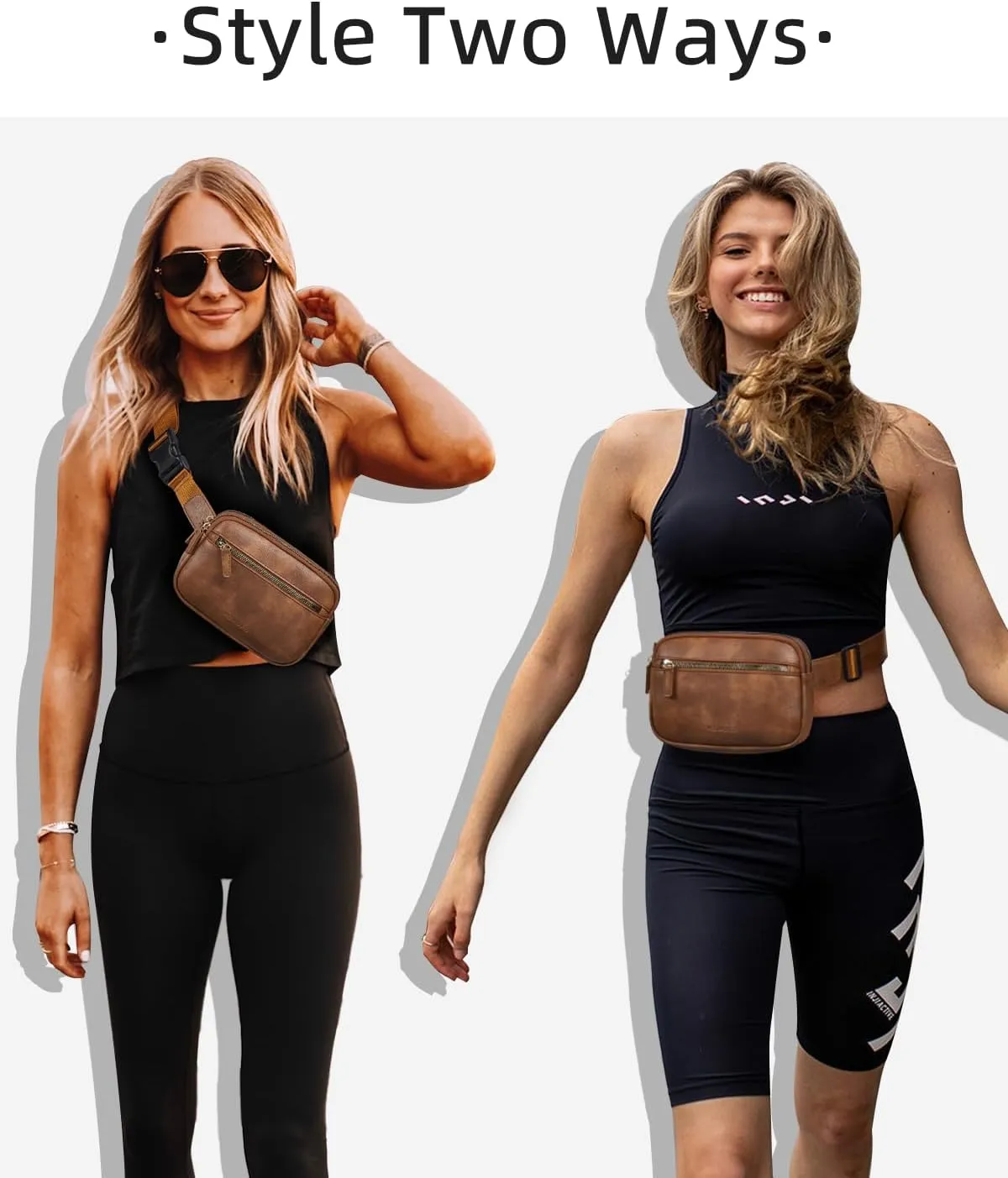 WESTBRONCO Fanny Packs for Women, Fashion Waist Packs with Adjustable Strap, PU Leather Belt Bag with Multi-Pockets, Small Crossbody Purse, Brown