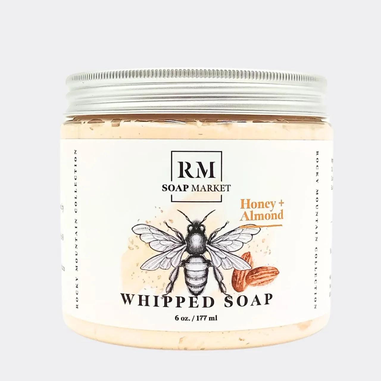 Whipped Soap, Honey Almond Fragrance, Foaming Soap, Body Wash & Shaving Cream With Coconut Oil, Body Skin Care for Men, Women & All Skin Types, Warm Almond & Honey Vanilla Scent, 6 Oz