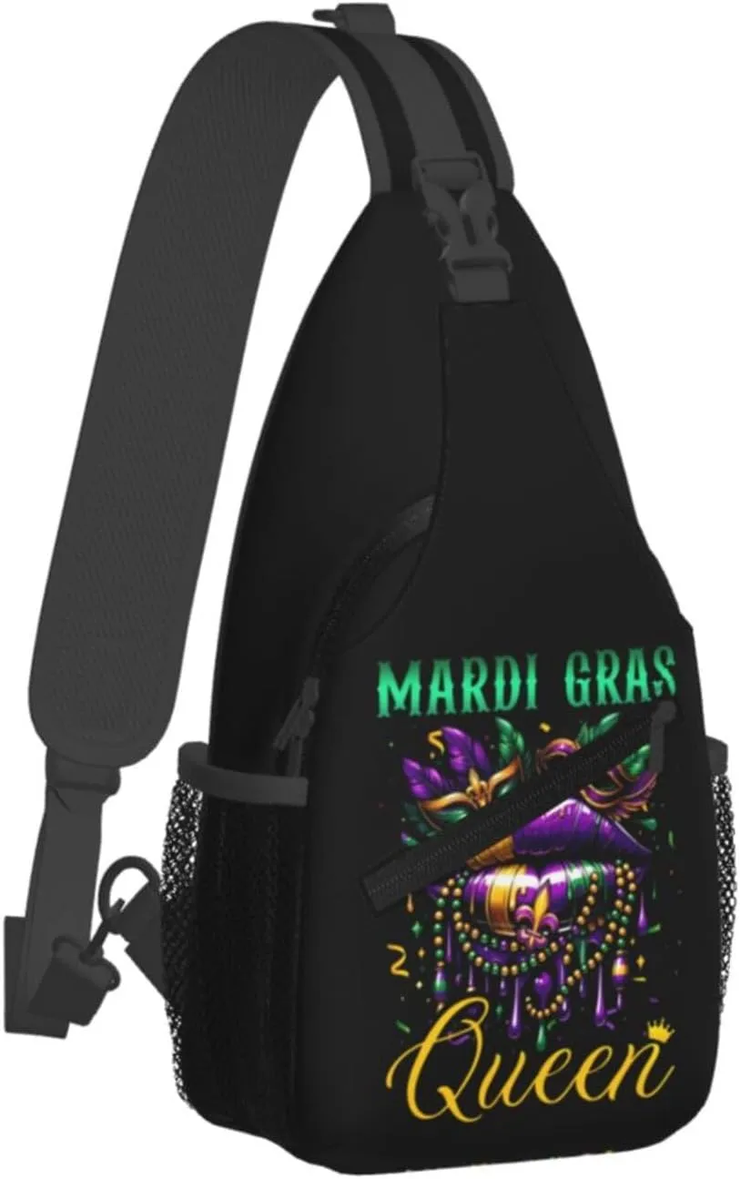 Who's Your Crawdaddy Mardi Gras Mask Beads Crawfish Sling Bag Crossbody Bag Chest Bags Travel Shoulder Backpack