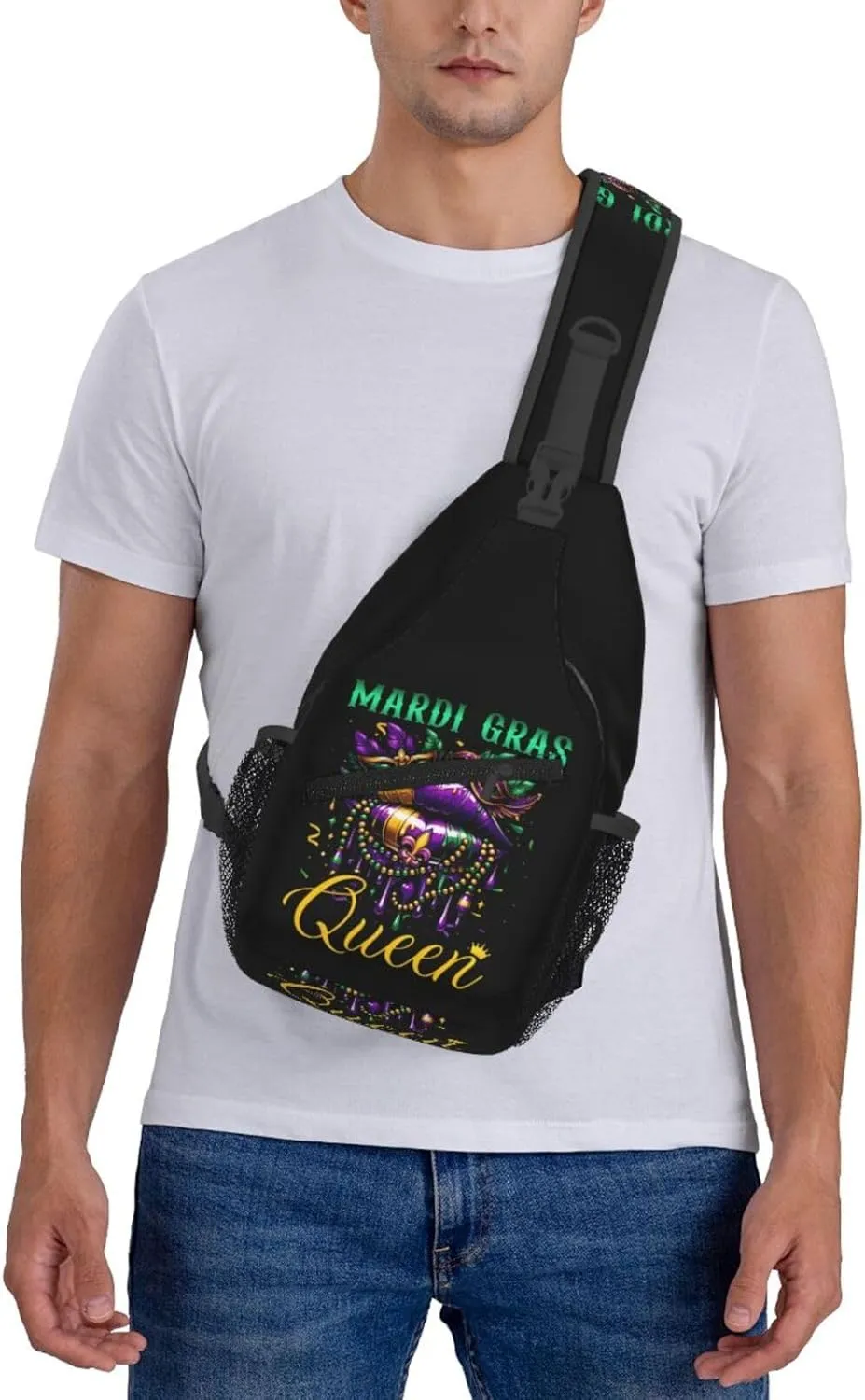 Who's Your Crawdaddy Mardi Gras Mask Beads Crawfish Sling Bag Crossbody Bag Chest Bags Travel Shoulder Backpack