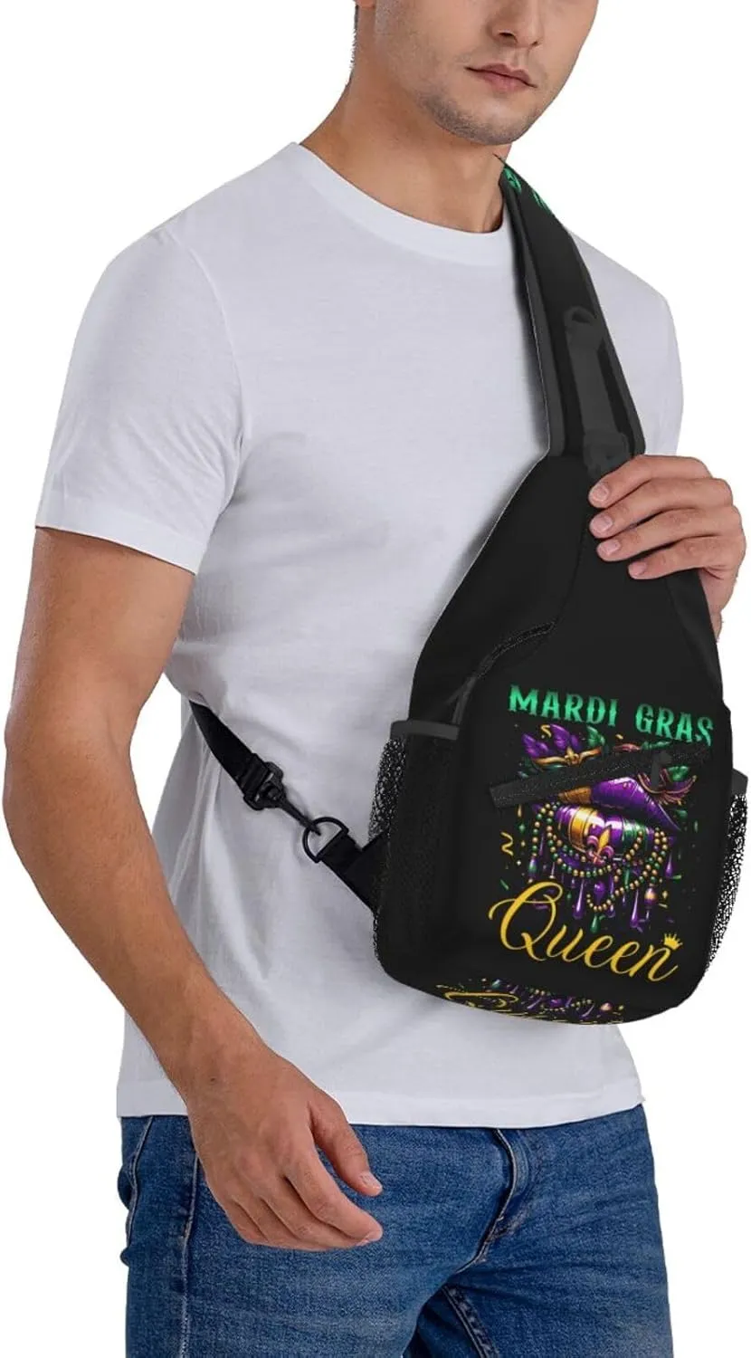 Who's Your Crawdaddy Mardi Gras Mask Beads Crawfish Sling Bag Crossbody Bag Chest Bags Travel Shoulder Backpack