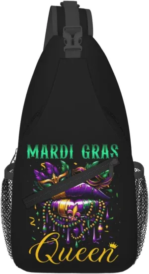 Who's Your Crawdaddy Mardi Gras Mask Beads Crawfish Sling Bag Crossbody Bag Chest Bags Travel Shoulder Backpack
