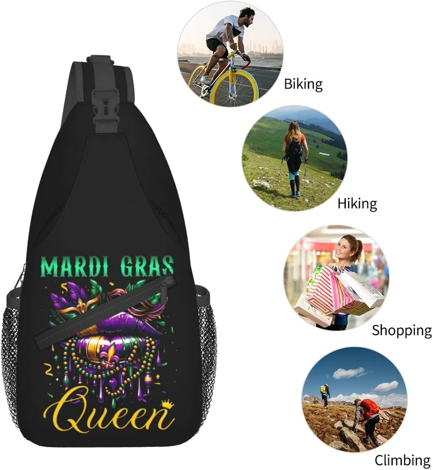 Who's Your Crawdaddy Mardi Gras Mask Beads Crawfish Sling Bag Crossbody Bag Chest Bags Travel Shoulder Backpack