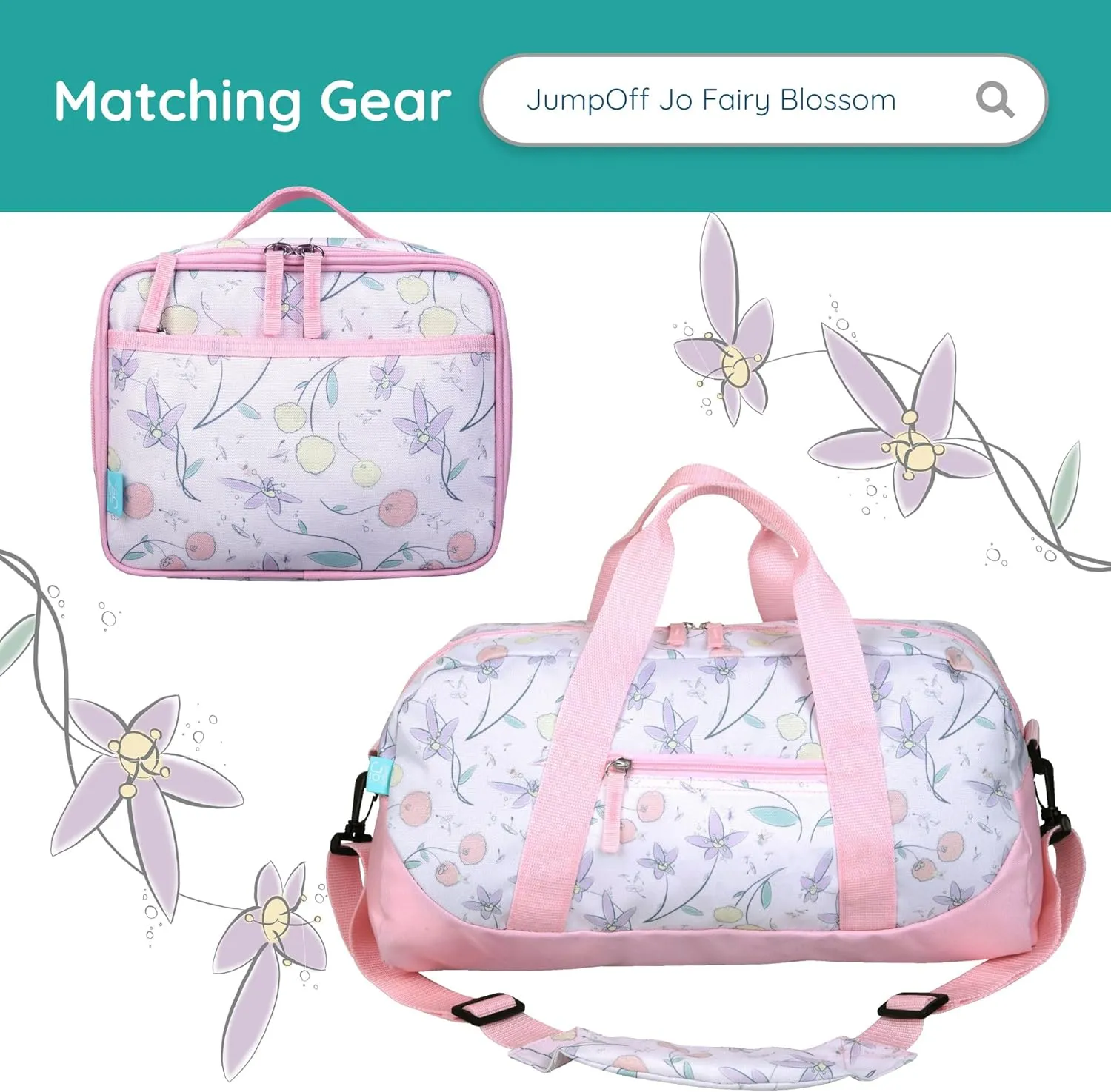 Wildkin JumpOff Jo 15-inch Kids Backpack – Durable, Adjustable, Ideal for School - Fairy Blossom