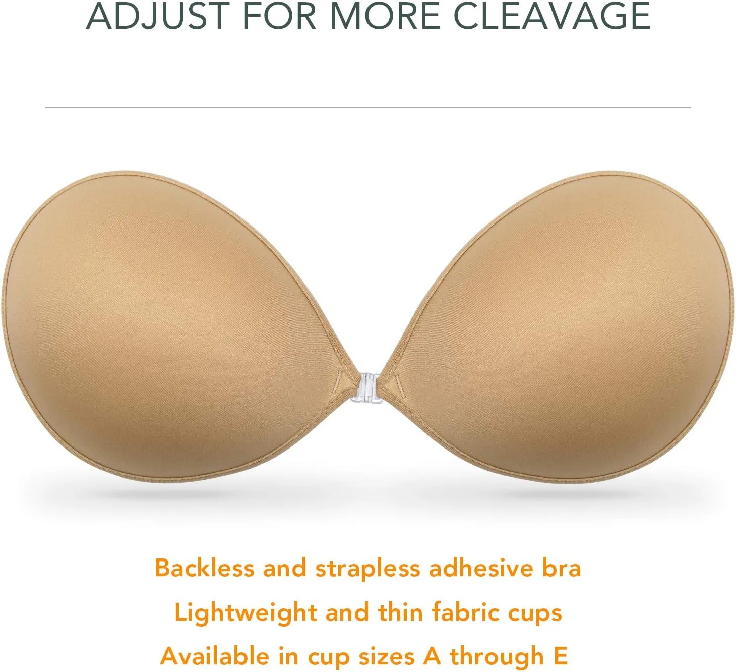 Wingslove Adhesive Bra Reusable Strapless Self Silicone Push-up Invisible Sticky Bras for Backless Dress